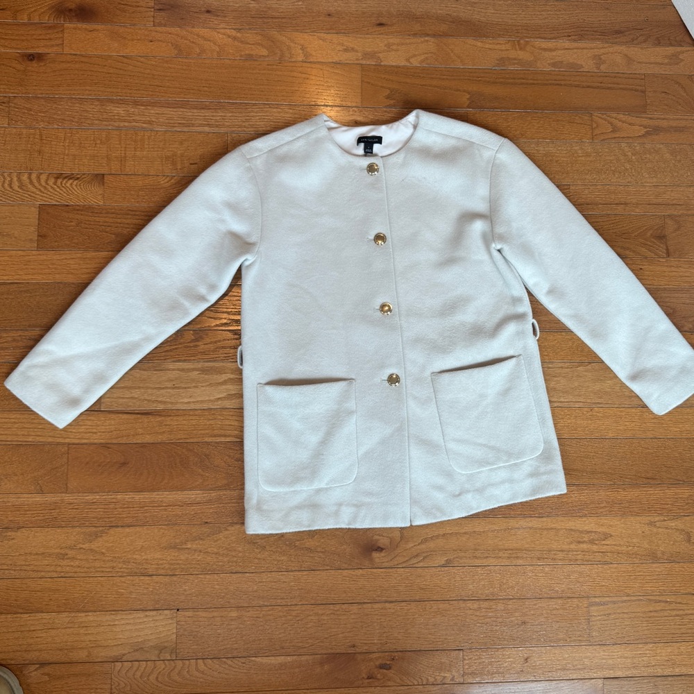 Ann Taylor Cream Trench Coat with Gold Accents - Picture 2 of 4